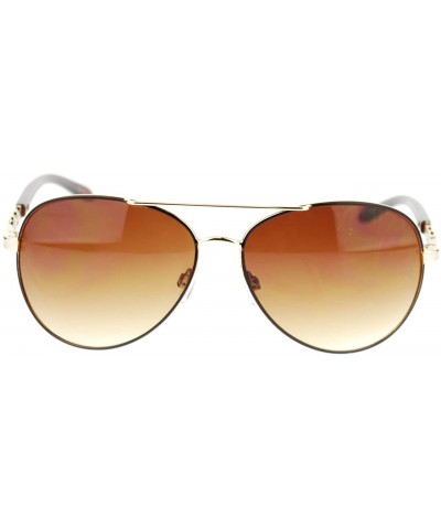 Womens Aviator Sunglasses Top Bar Colored Frame Round Aviators - Brown - CZ11URC0MJH $6.41 Aviator