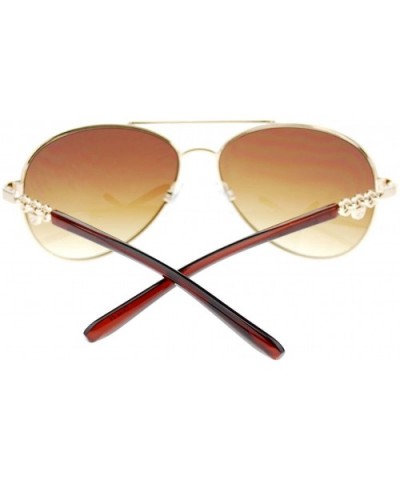 Womens Aviator Sunglasses Top Bar Colored Frame Round Aviators - Brown - CZ11URC0MJH $6.41 Aviator