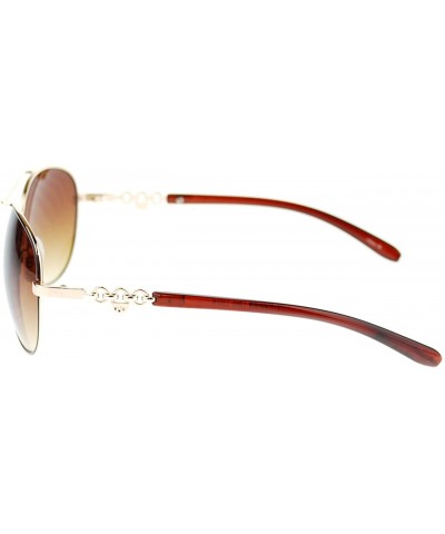 Womens Aviator Sunglasses Top Bar Colored Frame Round Aviators - Brown - CZ11URC0MJH $6.41 Aviator