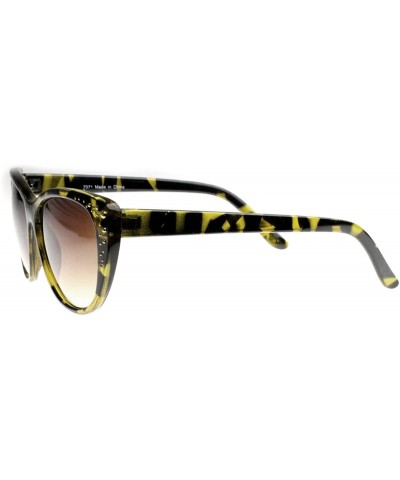 Ladies Womens Glam Cat Eyes Studded Sunglasses Cateye Glasses (Yellow Tortoise) - CQ116Q2HBKP $7.15 Cat Eye