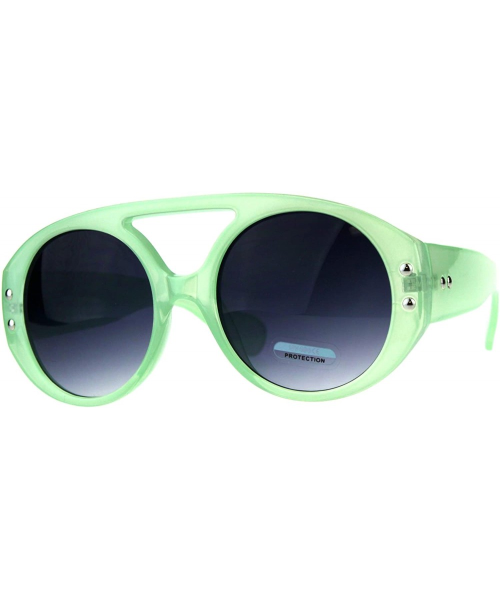 Mens Flat Top Robotic Futuristic Plastic Racer Sunglasses - Green Smoke - C318CC77CTD $8.46 Sport