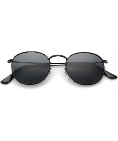 Polarized Round Sunglasses for Women and Men with Vintage Small Circle Sunglasses Lens - Black - CS185ZE89X9 $4.77 Round