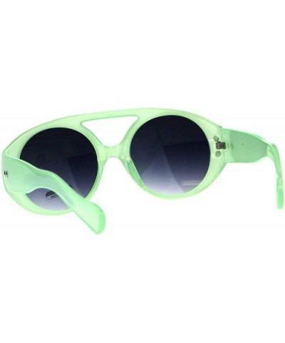 Mens Flat Top Robotic Futuristic Plastic Racer Sunglasses - Green Smoke - C318CC77CTD $8.46 Sport