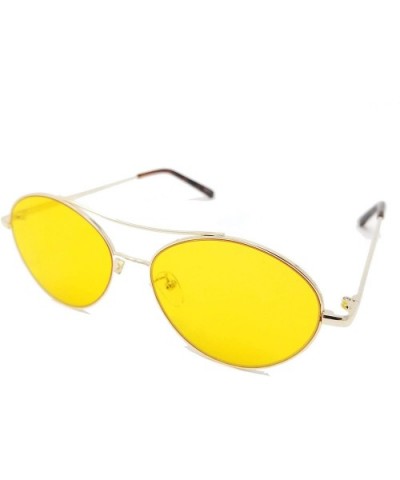 Oval Wire Frame Color Flat Lens IL1017 - Gold/ Yellow - CL18LEHXS90 $10.42 Oval