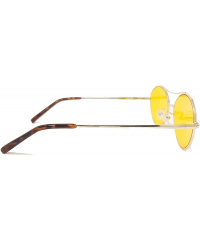 Oval Wire Frame Color Flat Lens IL1017 - Gold/ Yellow - CL18LEHXS90 $10.42 Oval