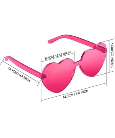 3 Pieces Heart Shape Sunglasses Rimless Sunglasses for Valentine Mardi Gras Summer Party - CT190GDN8SX $21.18 Rimless