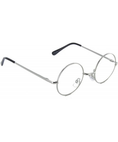Women Men Round Glasses Metal Frame UV Protected Retro Vintage Fashion - Silver - CP12O7NZKE5 $5.71 Aviator