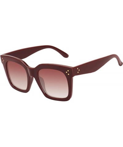 Classic Square Oversized Sunglasses for Women Men Vintage Shades UV400 - C9 Wine Red Frame - C6198DQH2N5 $7.33 Square