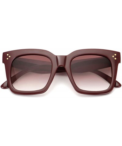 Classic Square Oversized Sunglasses for Women Men Vintage Shades UV400 - C9 Wine Red Frame - C6198DQH2N5 $7.33 Square