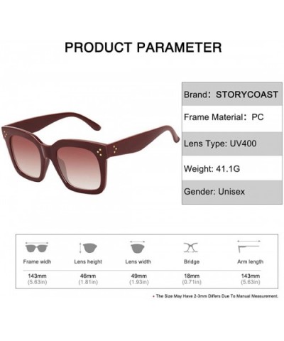 Classic Square Oversized Sunglasses for Women Men Vintage Shades UV400 - C9 Wine Red Frame - C6198DQH2N5 $7.33 Square