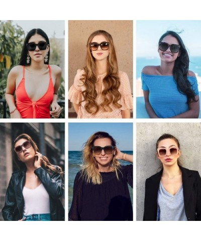 Classic Square Oversized Sunglasses for Women Men Vintage Shades UV400 - C9 Wine Red Frame - C6198DQH2N5 $7.33 Square