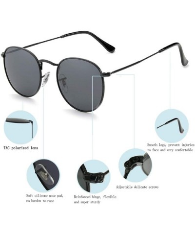 Polarized Round Sunglasses for Women and Men with Vintage Small Circle Sunglasses Lens - Black - CS185ZE89X9 $4.77 Round