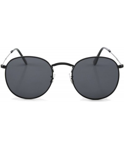 Polarized Round Sunglasses for Women and Men with Vintage Small Circle Sunglasses Lens - Black - CS185ZE89X9 $4.77 Round