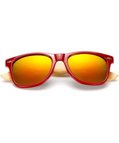 Bamboo feet Sunglasses/men's and women's classic color film Sunglasses/bamboo glasses. - Red - CP18DIIXR9K $7.51 Oval