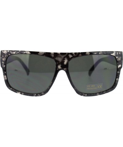 Unisex Mobster Flat Top Rectangular Metalic Animal Print Sunglasses - Silver Leopard - CR11N3BRK49 $6.57 Rectangular