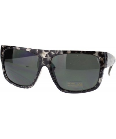 Unisex Mobster Flat Top Rectangular Metalic Animal Print Sunglasses - Silver Leopard - CR11N3BRK49 $6.57 Rectangular