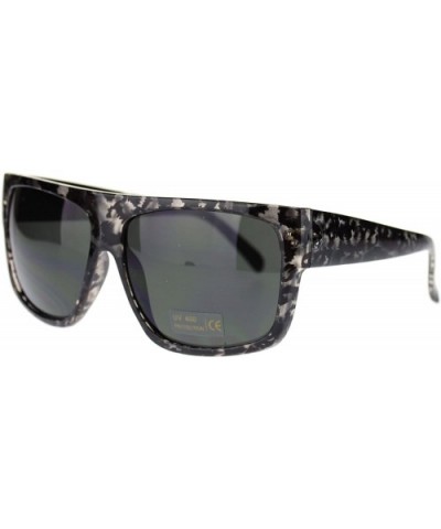 Unisex Mobster Flat Top Rectangular Metalic Animal Print Sunglasses - Silver Leopard - CR11N3BRK49 $6.57 Rectangular