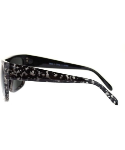 Unisex Mobster Flat Top Rectangular Metalic Animal Print Sunglasses - Silver Leopard - CR11N3BRK49 $6.57 Rectangular