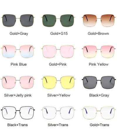 Retro Big Square Sunglasses Women Er Pink Sun Glasses Ladies Alloy Quality Female Oculus De Sol - Silvertrans - C9198AIDNCE $...