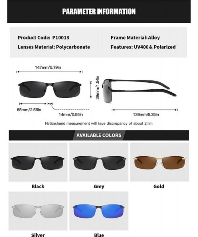 Mens Polarized Sunglasses for Driving Fishing Classic Rectangle Lens Alloy Frame Golf UV400 Protection - Gold - CW18AYWSSCT $...