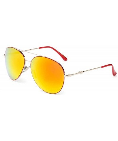 Lucas" - Oversized Fashion Sunglasses in Aviator Design for Men and Women - Red/Silver - CK12OC13M9K $8.26 Aviator