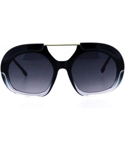 Womens Boyfriend Flat Top Racer Sport Plastic Retro Mob Sunglasses - Black Clear Smoke - CY18HREUDDO $9.28 Sport