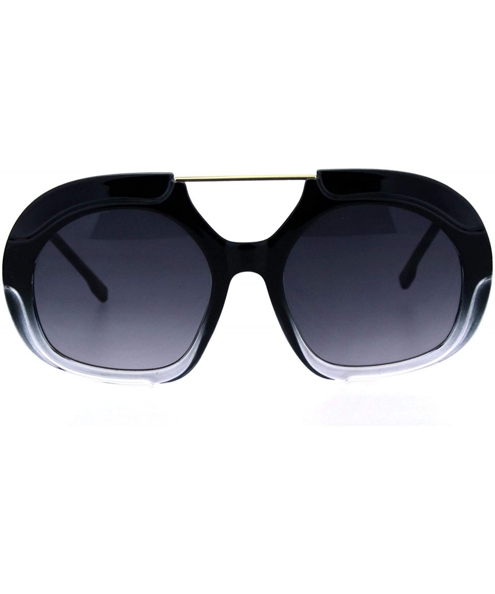 Womens Boyfriend Flat Top Racer Sport Plastic Retro Mob Sunglasses - Black Clear Smoke - CY18HREUDDO $9.28 Sport