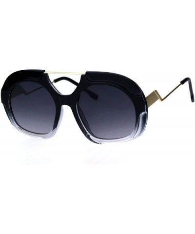 Womens Boyfriend Flat Top Racer Sport Plastic Retro Mob Sunglasses - Black Clear Smoke - CY18HREUDDO $9.28 Sport