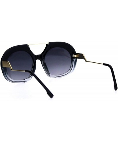 Womens Boyfriend Flat Top Racer Sport Plastic Retro Mob Sunglasses - Black Clear Smoke - CY18HREUDDO $9.28 Sport