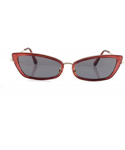 Retro Vintage Slim Wide Triangle Rectangular Cat-Eye Sunglasses A241 - Red Black - CK18KOQ67NI $7.83 Cat Eye