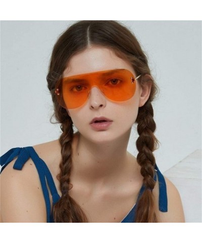 Women Retro One-piece Borderless Hip Hop Clear Colored Lens Festival Fashion Sunglasses - C - CV198G6TC94 $18.73 Oversized