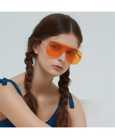 Women Retro One-piece Borderless Hip Hop Clear Colored Lens Festival Fashion Sunglasses - C - CV198G6TC94 $18.73 Oversized