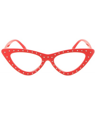 Frontal Rhinestone Retro Sharp Cat Eye Clear Sunglasses - Red - CV198D8HEDK $13.64 Cat Eye