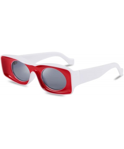Trendy New Square Clout Goggle Sunglasses Women Men Designer Fashion Frame Sun Glasses UV400 B2514 - 04 Red-grey - CQ18X9G02L...