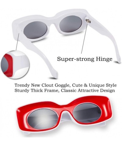 Trendy New Square Clout Goggle Sunglasses Women Men Designer Fashion Frame Sun Glasses UV400 B2514 - 04 Red-grey - CQ18X9G02L...