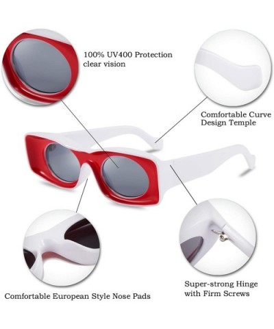 Trendy New Square Clout Goggle Sunglasses Women Men Designer Fashion Frame Sun Glasses UV400 B2514 - 04 Red-grey - CQ18X9G02L...