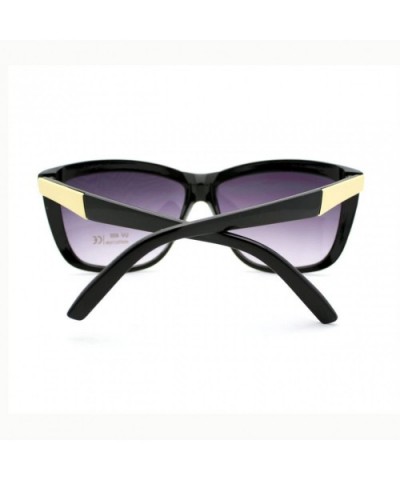 Chic Designer Womens Celebrity Style Sunglasses Oversized Square - Black Gold - CA11XHA8TAD $6.63 Square