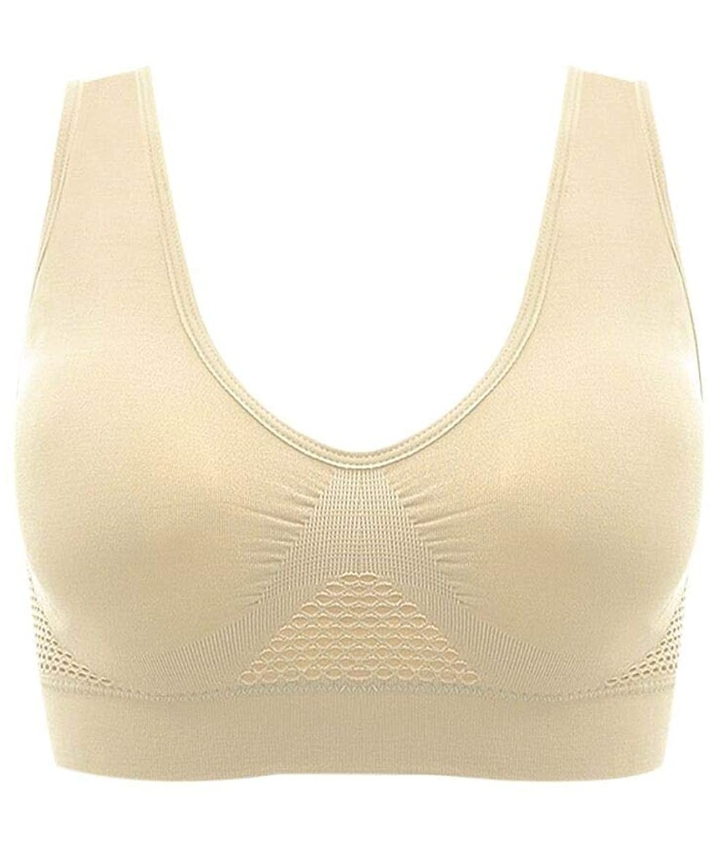 Air Permeable Cooling Summer Sport Yoga Wireless Bra - Beige - CO18U08NL8S $6.30 Sport