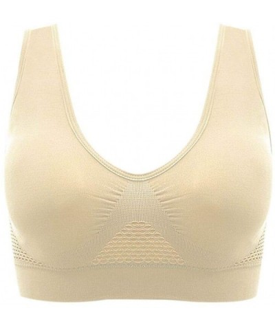 Air Permeable Cooling Summer Sport Yoga Wireless Bra - Beige - CO18U08NL8S $6.30 Sport