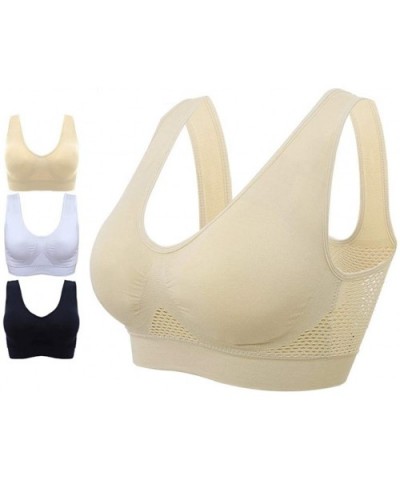 Air Permeable Cooling Summer Sport Yoga Wireless Bra - Beige - CO18U08NL8S $6.30 Sport