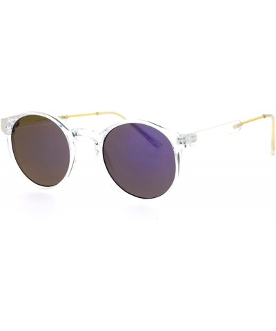 Retro Clear Frame Keyhole Mirrored Lens Sunglasses - Purple Revo - CO12EFCQYKF $6.05 Wayfarer