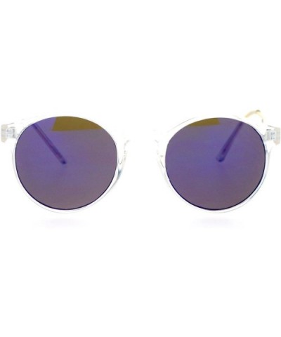 Retro Clear Frame Keyhole Mirrored Lens Sunglasses - Purple Revo - CO12EFCQYKF $6.05 Wayfarer