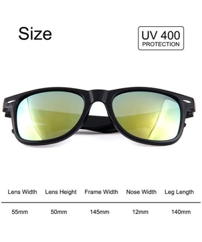SOARIN Sunglasses Reflective Mirror for Women Black Square Rimmed Colorful Lens - Gold - CJ1838RUENX $5.67 Square