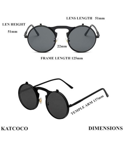 Vintage Round Flip Up Sunglasses for Men Women John Lennon Style Circle Sunglasses - Silver Lens / Silver Frame - C1192QTU790...