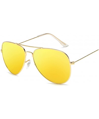Premium Classic Aviator Sunglasses Metal Frame Glasses 100% UV protection - Yellow - CZ182LY7NH9 $5.24 Aviator