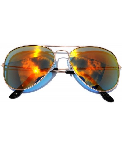 Classic Aviator Full Mirror Lens Sunglasses Metal Frame - Red_ - CS11M7I48JJ $6.08 Aviator