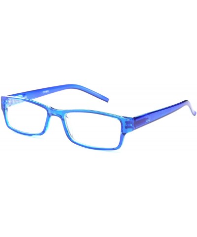 Unisex Full Translucent Beautiful Colors Spring Temple Fashion Clear Lens Glasses - Blue - CK11G6GSSR1 $7.65 Square