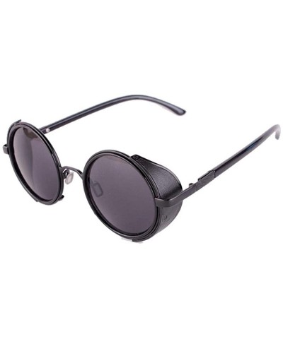 Men Retro Style Sunglasses Round Frame Color Lens Sunglasses Sunglasses - Black Gray - C218RORUNNZ $15.15 Round