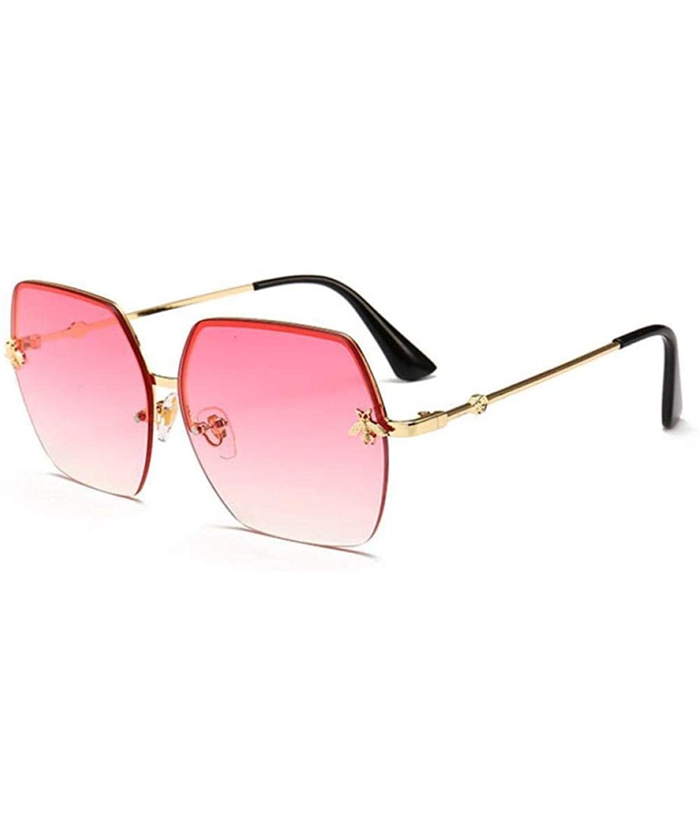 Women Sunglasses Brand Designer Square Metal Eyewear Honey Bee C6 Gold Pink - C6 Gold Pink - C718YREG5I3 $7.28 Aviator