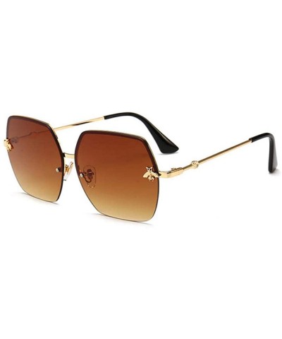 Women Sunglasses Brand Designer Square Metal Eyewear Honey Bee C6 Gold Pink - C6 Gold Pink - C718YREG5I3 $7.28 Aviator